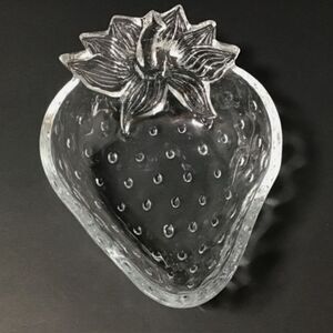 Vintage Clear Glass Strawberry Shaped Candy Dish 7” - Great Condition